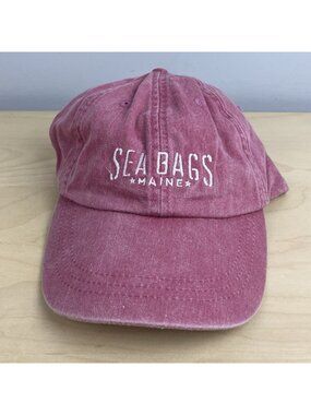 Sea Bags Maine Strapback Hat Pink White Embroidered Logo Adams Cap Nautical